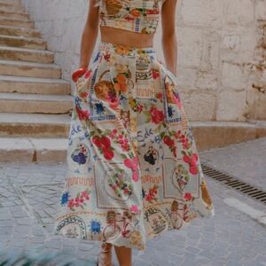 Zara printed cape skirt